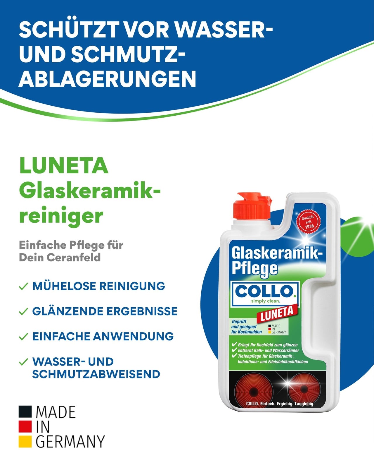 Glaskeramik - und Ceranfeldreiniger | Edelstahlpflege - 0065 - COLLO. simply clean.